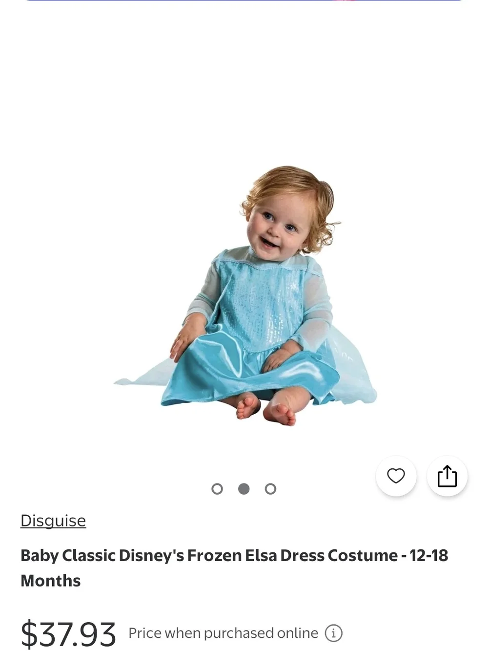 Disney Frozen Elsa Baby Dress Costume in Light Blue